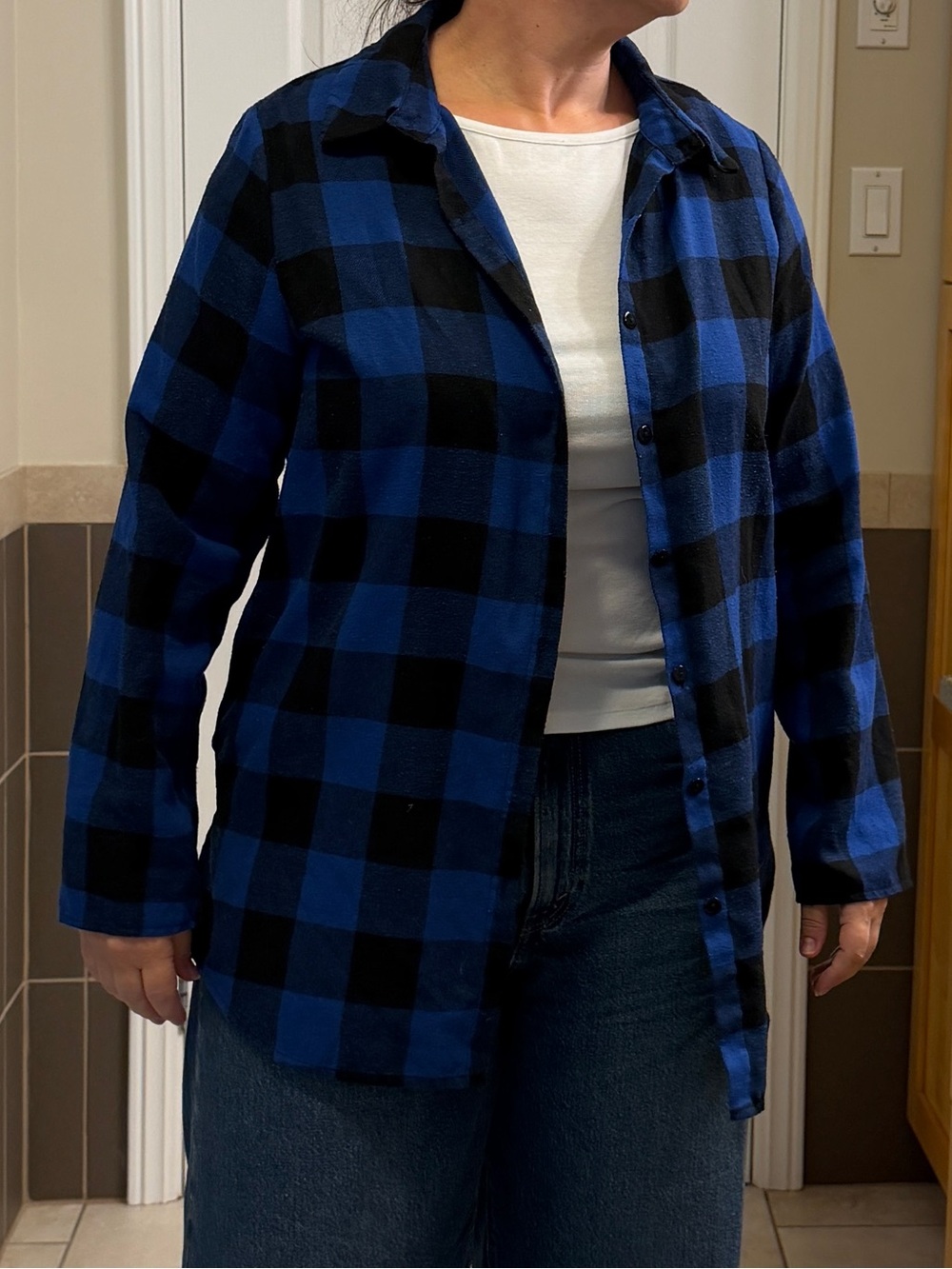 Blue Plaid Women's Button-Up Shirt